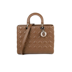 Dior Large Tan Brown Lady Dior Lambskin