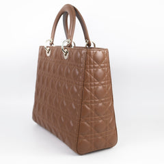 Dior Large Tan Brown Lady Dior Lambskin