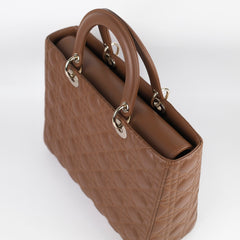 Dior Large Tan Brown Lady Dior Lambskin