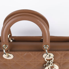 Dior Large Tan Brown Lady Dior Lambskin