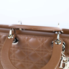 Dior Large Tan Brown Lady Dior Lambskin