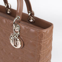 Dior Large Tan Brown Lady Dior Lambskin