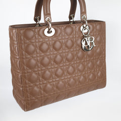 Dior Large Tan Brown Lady Dior Lambskin