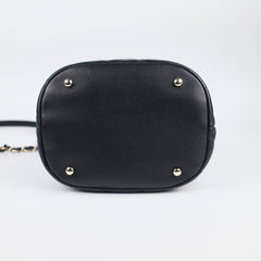 Chanel Caviar Rolled Up Bucket Drawstring Bag Black