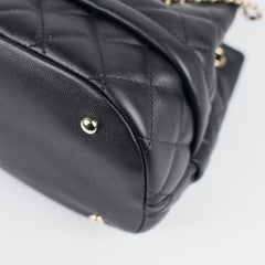 Chanel Caviar Rolled Up Bucket Drawstring Bag Black