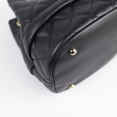 Chanel Caviar Rolled Up Bucket Drawstring Bag Black