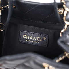 Chanel Caviar Rolled Up Bucket Drawstring Bag Black