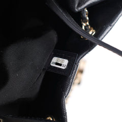Chanel Caviar Rolled Up Bucket Drawstring Bag Black