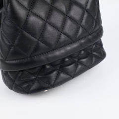 Chanel Caviar Rolled Up Bucket Drawstring Bag Black