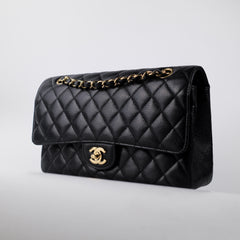 Chanel Medium M/L Caviar Classic Flap Black 23 series