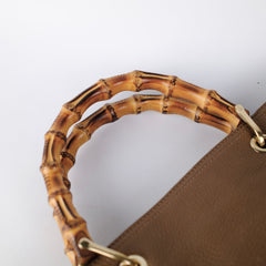 Gucci Bamboo Handle Large Tote Brown