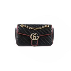 Gucci Small Marmont Bag Black, Red Trim