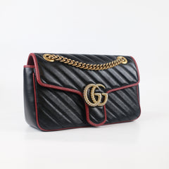 Gucci Small Marmont Bag Black, Red Trim