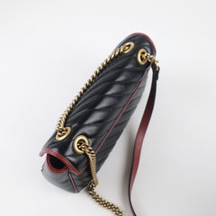 Gucci Small Marmont Bag Black, Red Trim
