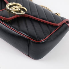 Gucci Small Marmont Bag Black, Red Trim