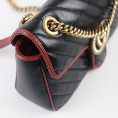 Gucci Small Marmont Bag Black, Red Trim