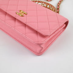 Chanel Caviar Wallet on Chain with Top Handle WOC Pink GHW Microchipped