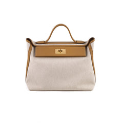 Hermes 24/24 35 Toile and Swift Ecru/ Sesame Z Stamp