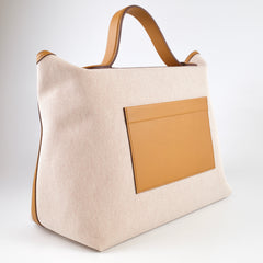 Hermes 24/24 35 Toile and Swift Ecru/ Sesame Z Stamp