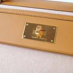 Hermes 24/24 35 Toile and Swift Ecru/ Sesame Z Stamp
