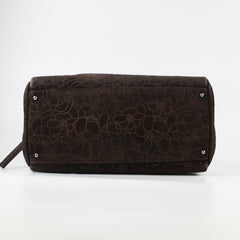 Chanel Brown Suede Camelia Bowling Bag