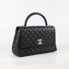 Chanel Coco Handle Medium Black Caviar Microchip
