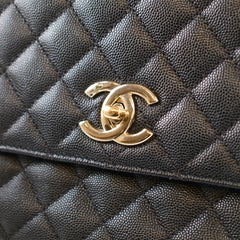 Chanel Coco Handle Medium Black Caviar Microchip