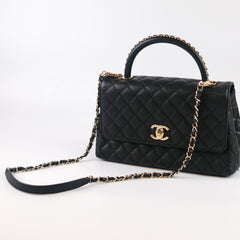 Chanel Coco Handle Medium Black Caviar Microchip