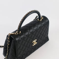 Chanel Coco Handle Medium Black Caviar Microchip