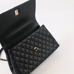 Chanel Coco Handle Medium Black Caviar Microchip