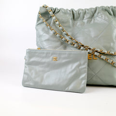 Chanel Small 22 Bag Light Mint Green GHW Microchipped