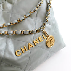 Chanel Small 22 Bag Light Mint Green GHW Microchipped