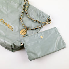Chanel Small 22 Bag Light Mint Green GHW Microchipped