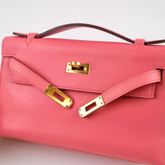 Hermès Kelly Pochette (Colour Repaired) Rose Azalee Swift - 2017