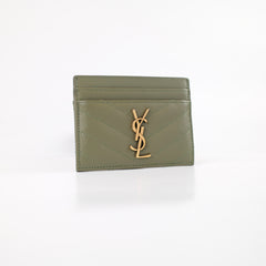 Saint Laurent Cassandre Card holder Khaki Calfskin