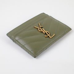Saint Laurent Cassandre Card holder Khaki Calfskin