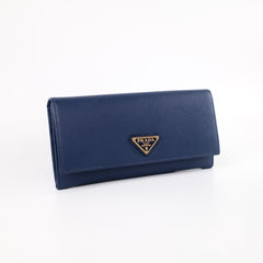 Prada Continental Wallet Navy With Card Holder