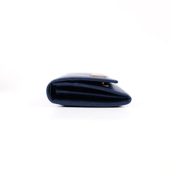 Prada Continental Wallet Navy With Card Holder