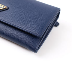 Prada Continental Wallet Navy With Card Holder