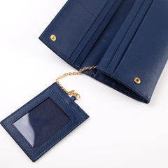 Prada Continental Wallet Navy With Card Holder