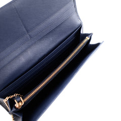 Prada Continental Wallet Navy With Card Holder