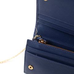 Prada Continental Wallet Navy With Card Holder
