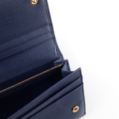 Prada Continental Wallet Navy With Card Holder