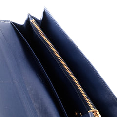 Prada Continental Wallet Navy With Card Holder