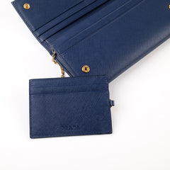 Prada Continental Wallet Navy With Card Holder