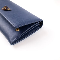 Prada Continental Wallet Navy With Card Holder