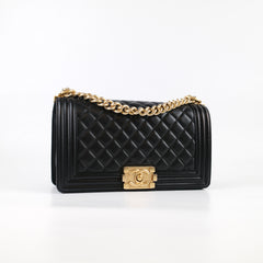 Chanel Old Medium Lambskin Boy Bag Black