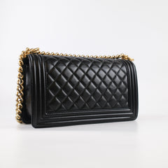 Chanel Old Medium Lambskin Boy Bag Black