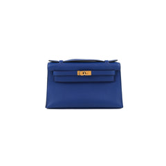 Hermes Kelly Pochette Blue Electric C Stamp
