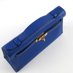 Hermes Kelly Pochette Blue Electric C Stamp